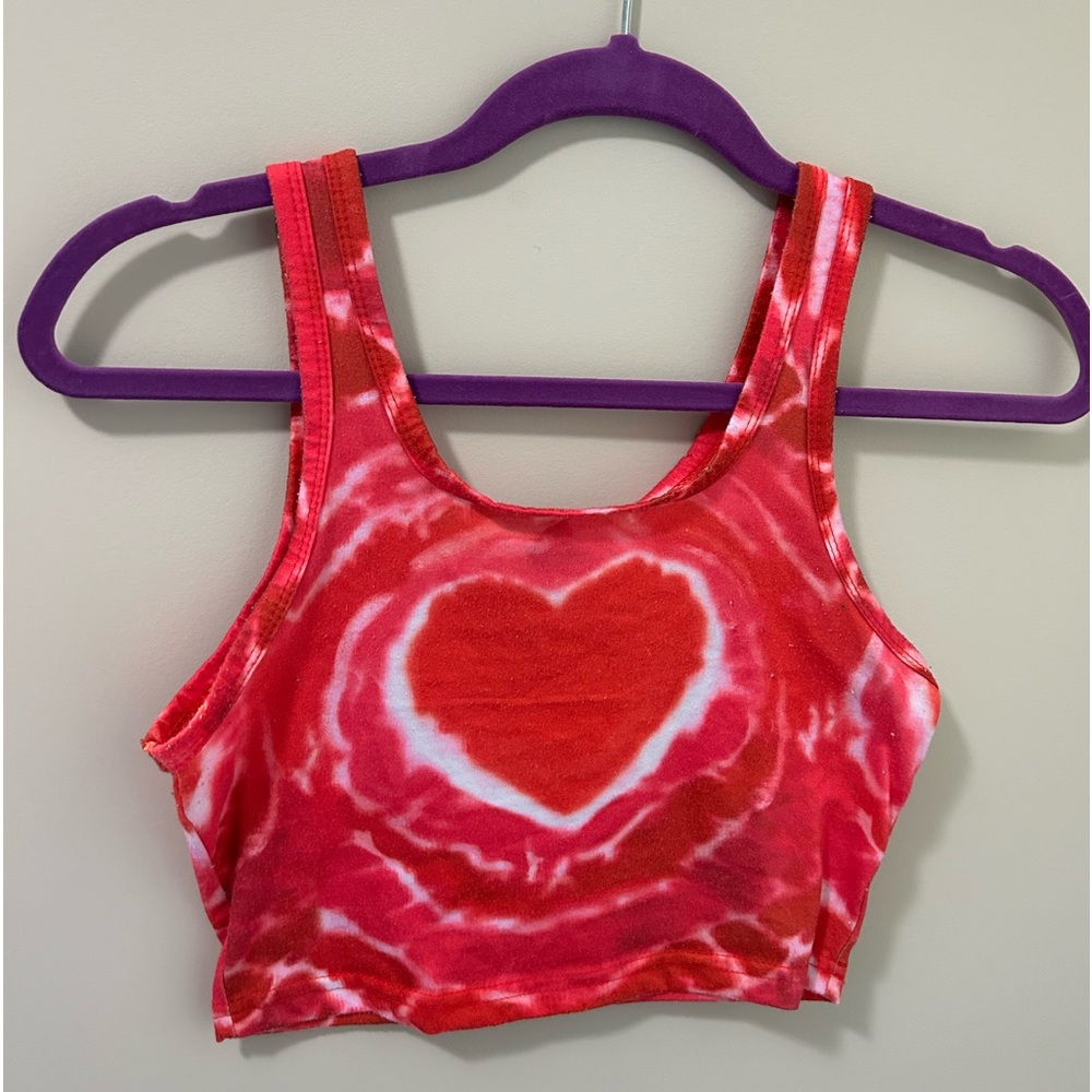 Heart Tie Dye Cropped Tank Top